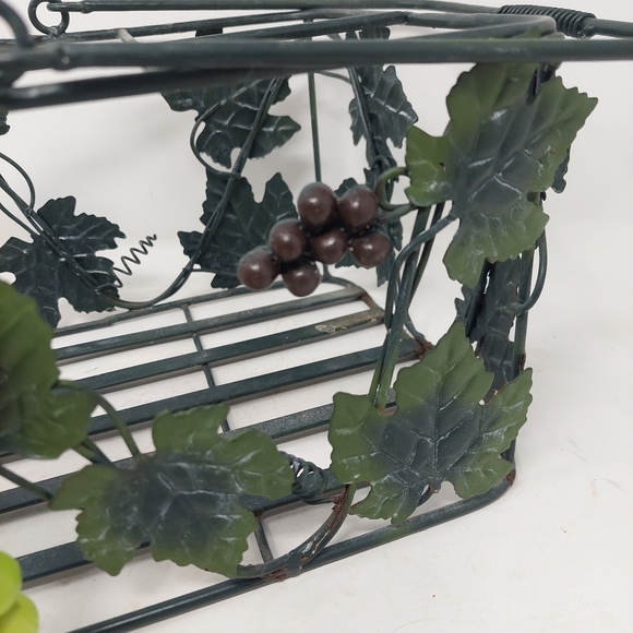 Wrought Iron Wine Basket 6 Bottle Caddy Leaf Grape Ivy Storage Decorative Tuscan - Picture 12 of 12